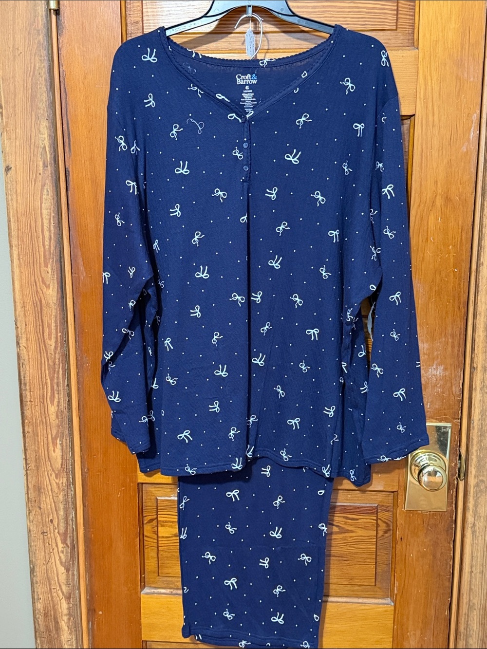 NWT Croft & Barrow Pajama Set Size 4x Ribbon Print